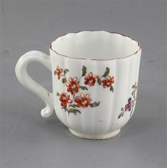 A Derby ribbed coffee cup, c.1758, h. 5.5cm